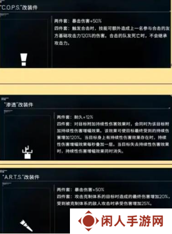 《硬核机甲启示》金配件一览